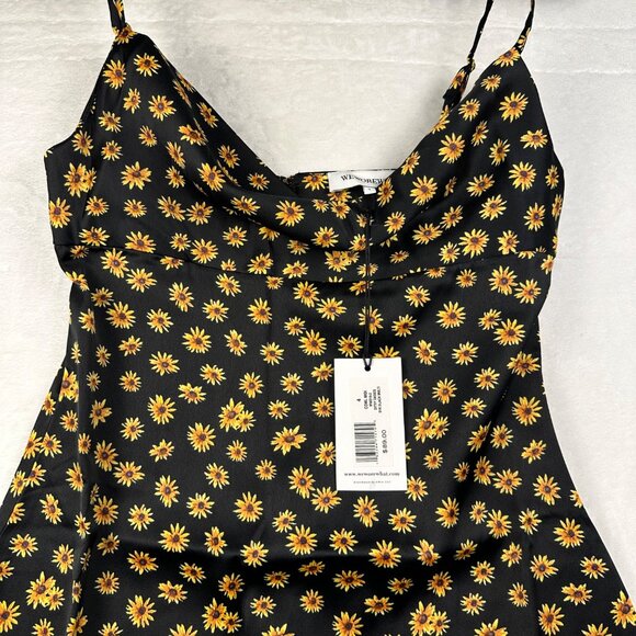 WeWoreWhat Black Babydoll Midi Slip Dress Sz 4 Daisy Print Fairy Grunge NWT - Picture 7 of 14